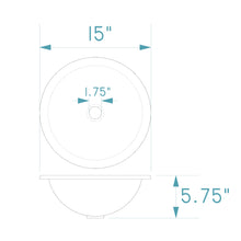 Specifications for the happyfrog decor 15" round copper sink.